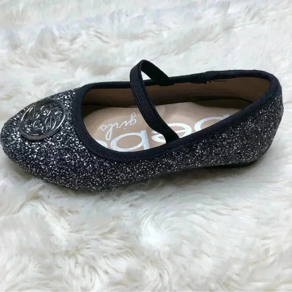 Bebe Toddler Glitter Flats Black Size 8 - Picture 4 of 16